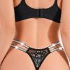 Lingeries Sexy Hot Mesh Underwear Sexy Hot Double Straps Thin Glitter with Diamond Flower Pattern Mid-waist Thong for Women Porn