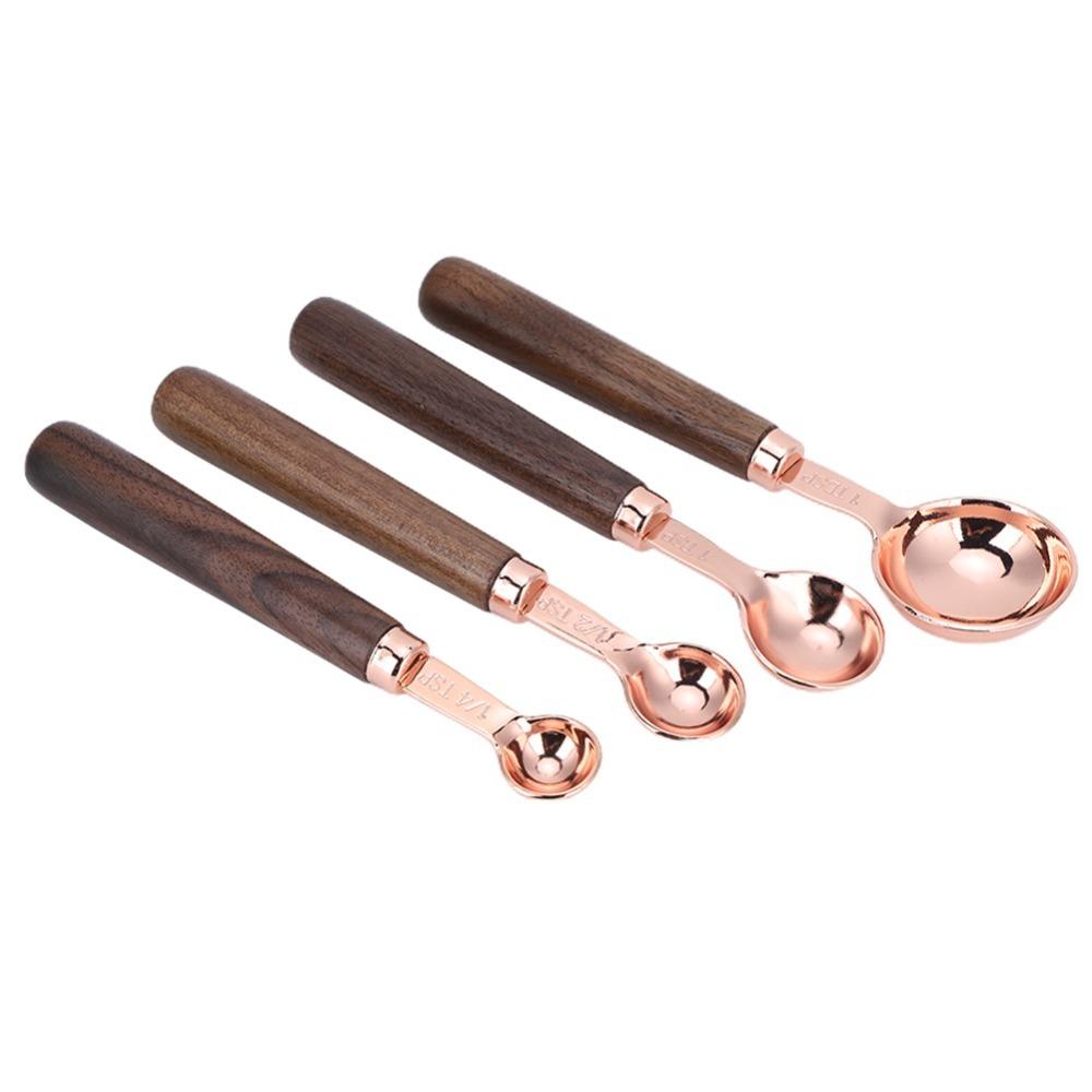 4PCS Set Stainless Steel Measuring Spoon Set Rose Gold Kitchen Baking Tool For Kitchen Baking