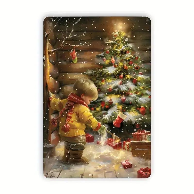 Винтажный металлический постер Рождественский эльф Металлические жестяные таблички Постеры Тарелка Красочный визуальный эффект Настенное искусство для Кафе Бара Офиса Клуба Паба