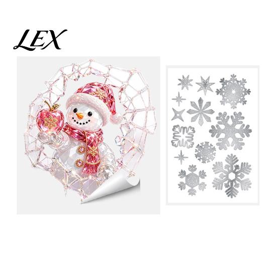 Durable Holiday Window Art 2Pcs Stained Glass Style Christmas Clings, Double?Sided Printed Xmas Static Self Adhesive Seasonal Decor Decals, Snowman