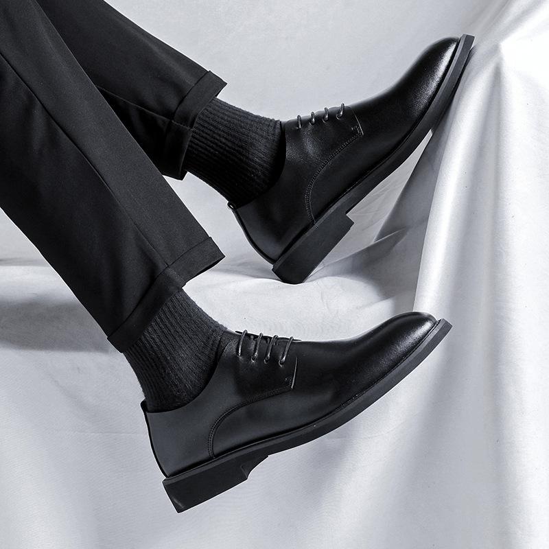 Кожаные туфли мужские корейские версии тренд весна-осень деловые деловые повседневные британские остроносые кожаные свадебные туфли для жениха 66780-R