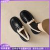 Fleece Women's Thick-soled Warm Black One-pedal Small Leather Shoes Thick-heeled Single Shoes Women
