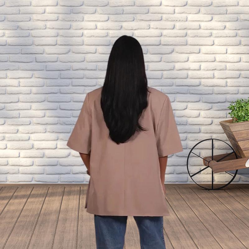 Повседневный женский костюм с лацканами на пуговицах в европейском и американском стиле 2025 года с вариантами короткого и длинного рукава