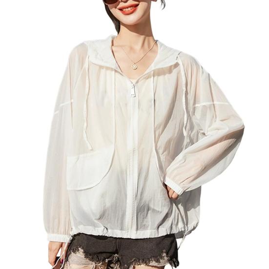 Женская солнцезащитная одежда, летнее пальто с капюшоном и длинными рукавами, с карманами, солнцезащитная одежда