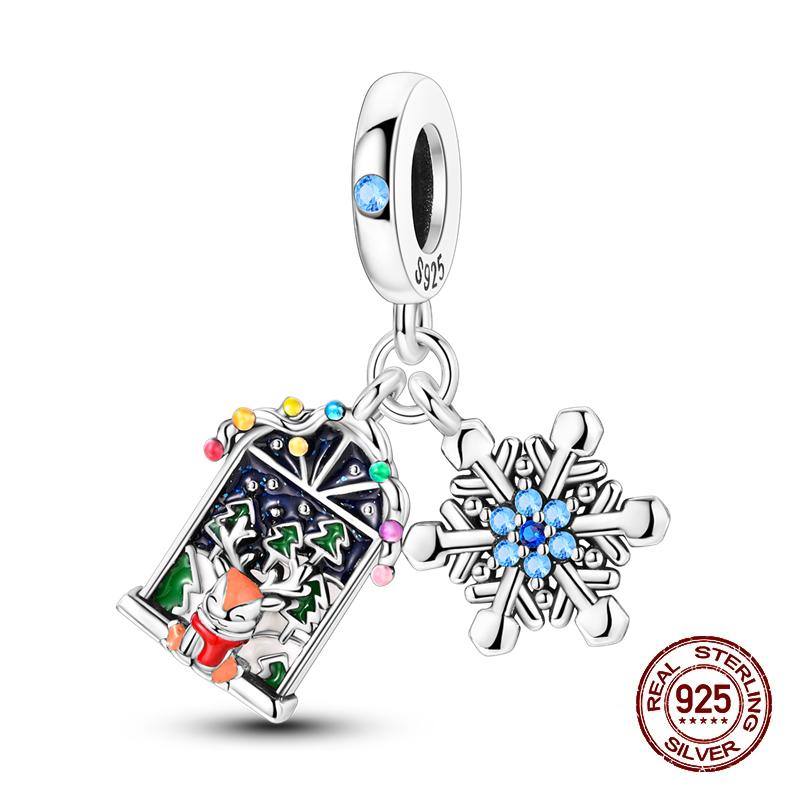 Зимние Шармы Медь Лось Медведь Санта Клаус Шармы Бусины Подходят для Оригинальных Браслетов Для Женщин Сделай Сам Праздничные Ювелирные Изделия Подарки