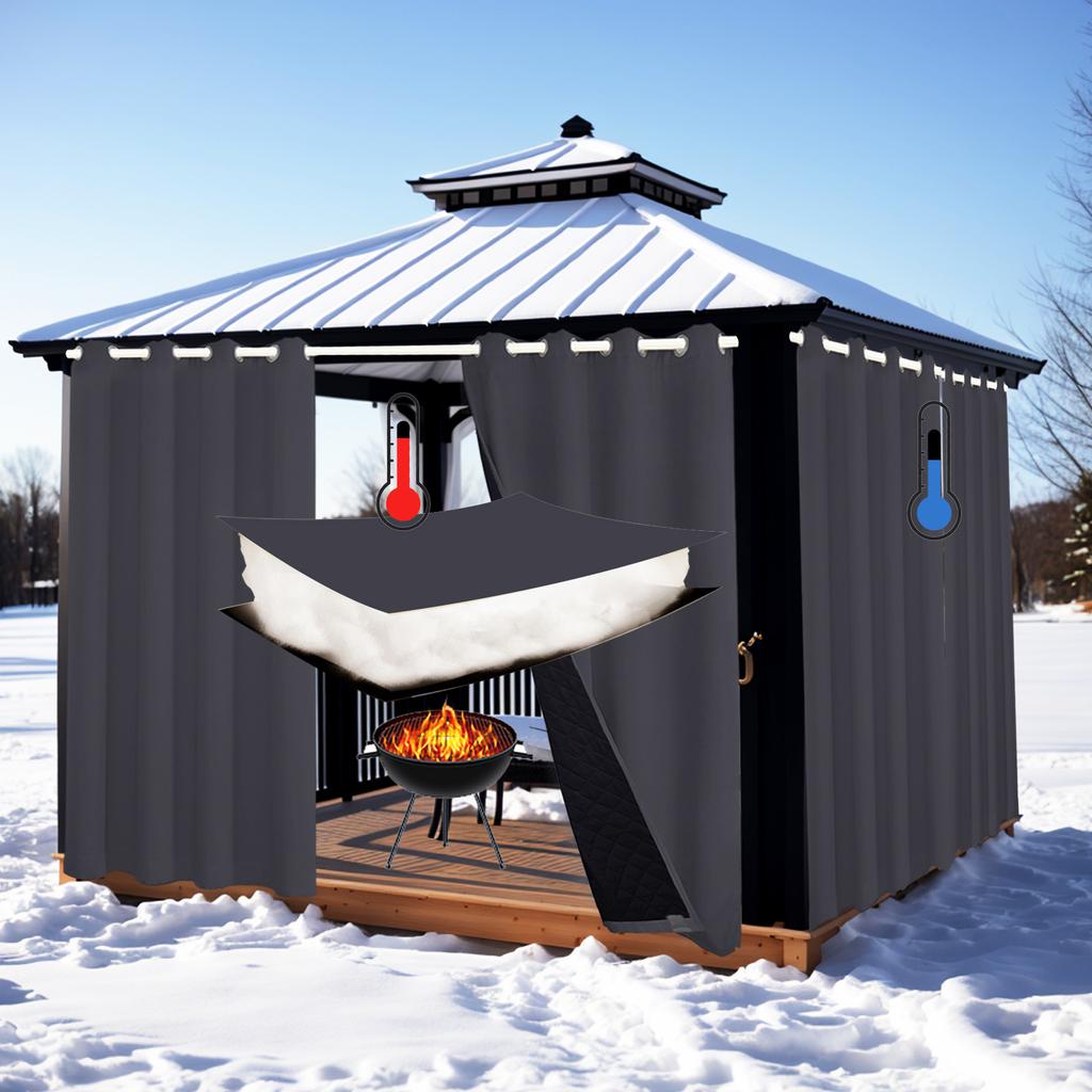 Внутренние и наружные стеганые шторы 100% затемнения водонепроницаемые ветрозащитные прочные оконные шторы зимние толстые термальные садовые шторы