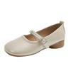 Soft Leather Casual Mary Jane Shoes Women's 2025 Summer New Breathable Casual Flat Shoes Doudou Shoes One Pedal Women's Shoes