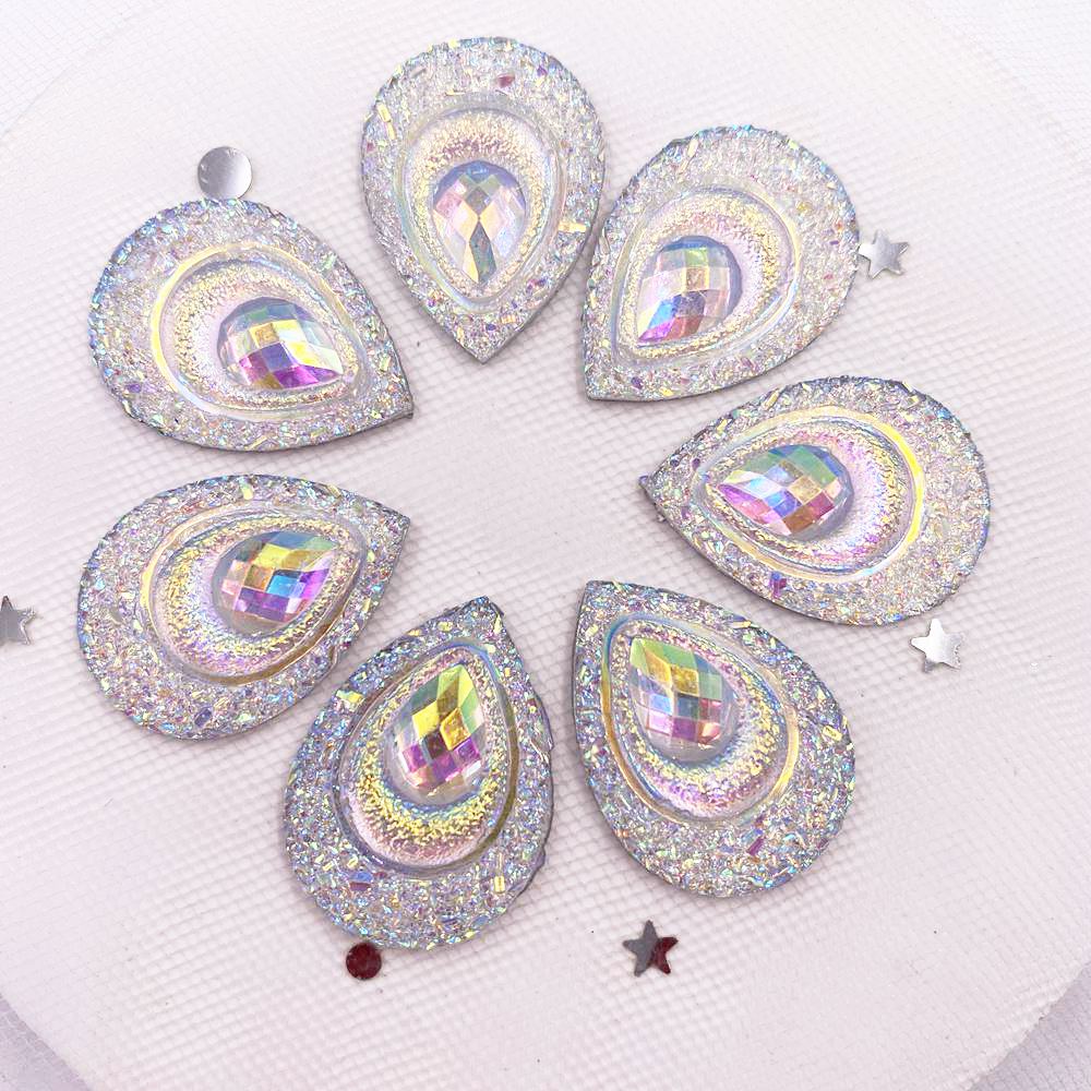 20pcs 18mm*25mm AB Black Resin Drop Flatback Rhinestone