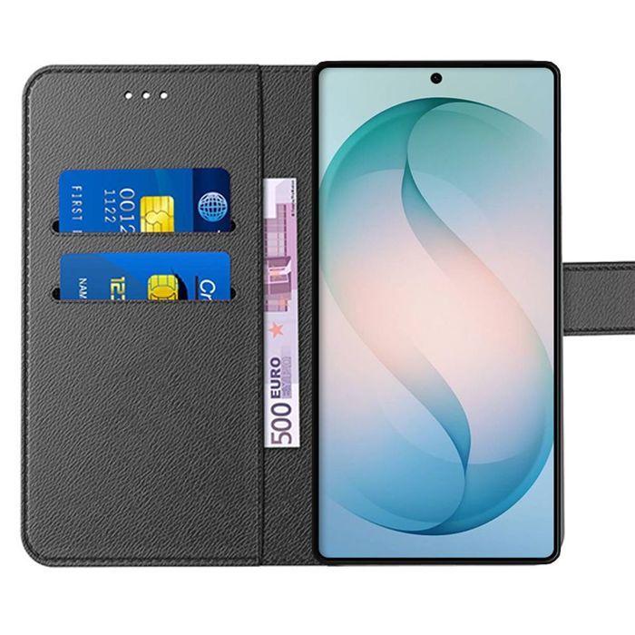 Coque pour Samsung Galaxy S26 Ultra, Protection Anti-Rayures Cuir PU - Noir - 2 Verres Trempés