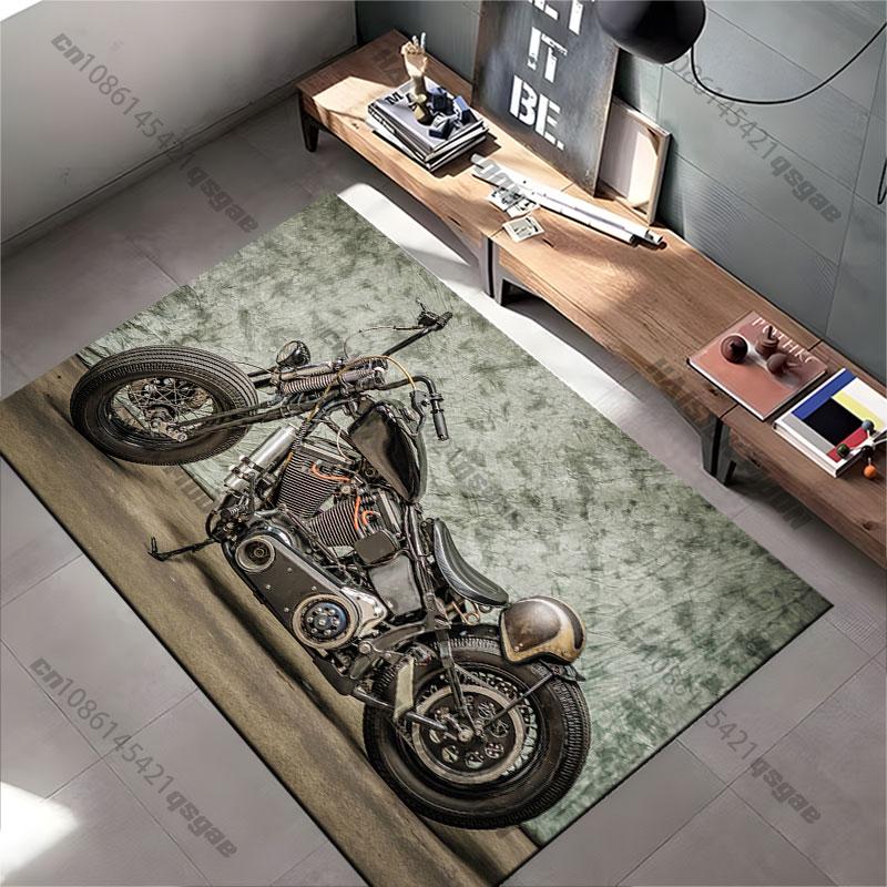 Vintage customized motorcycle design carpet Yoga living room room decor children's crawling mat doormat area rug