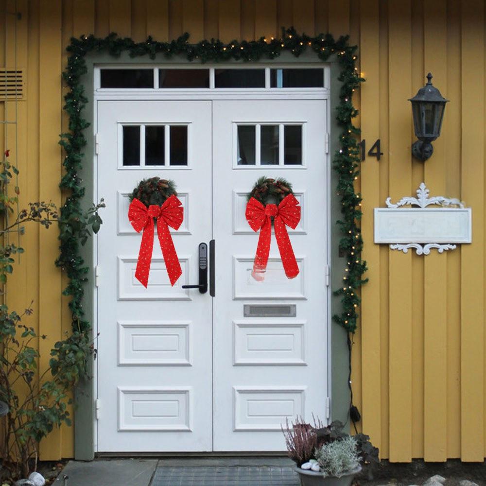 Роскошный Рождественский Бант-Украшение из Блестящей Ткани Разных Размеров для Праздничного Настроения