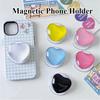 Настольный магнитный держатель для телефона Милый дизайн в виде стеклянного сердца Подставка-держатель для мобильного телефона для MagSafe iPhone 16/15/14/13/12 Pro Max