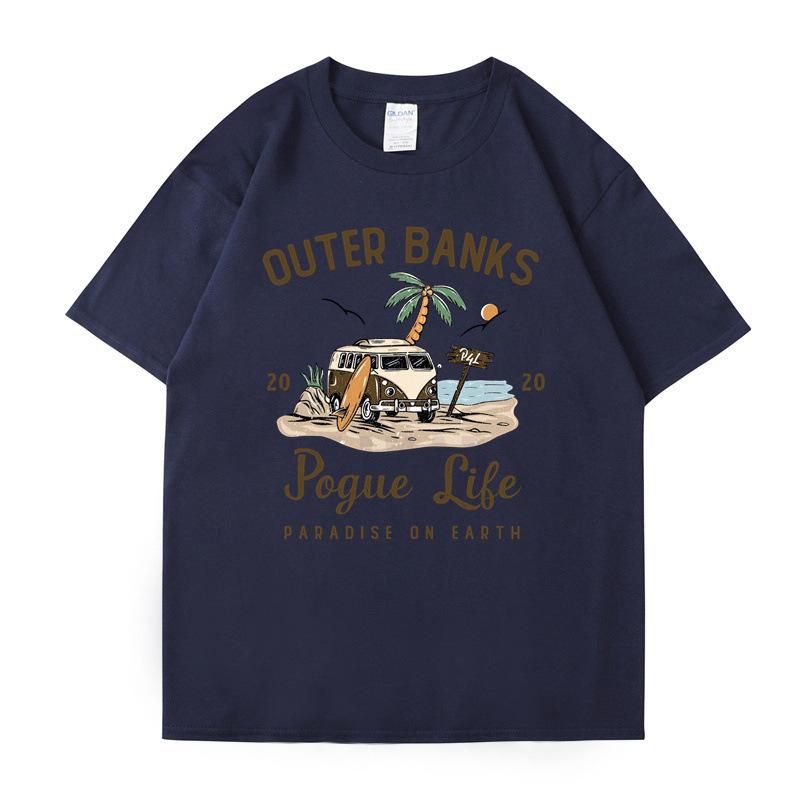 Модная футболка с принтом Outer Banks, футболка Pogue Life John B, Рай на Земле, Северная Каролина, Графические хлопковые топы Pouge