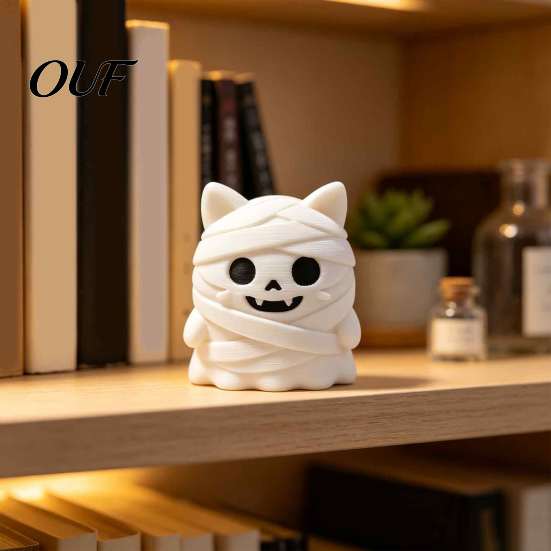 Detailed Cat Collectible 3D Printed Mummy Figurine, Cute Bandaged Kitten Statue for Halloween Tabletop Gift Idea Decoration, Compact Animal Sculpture