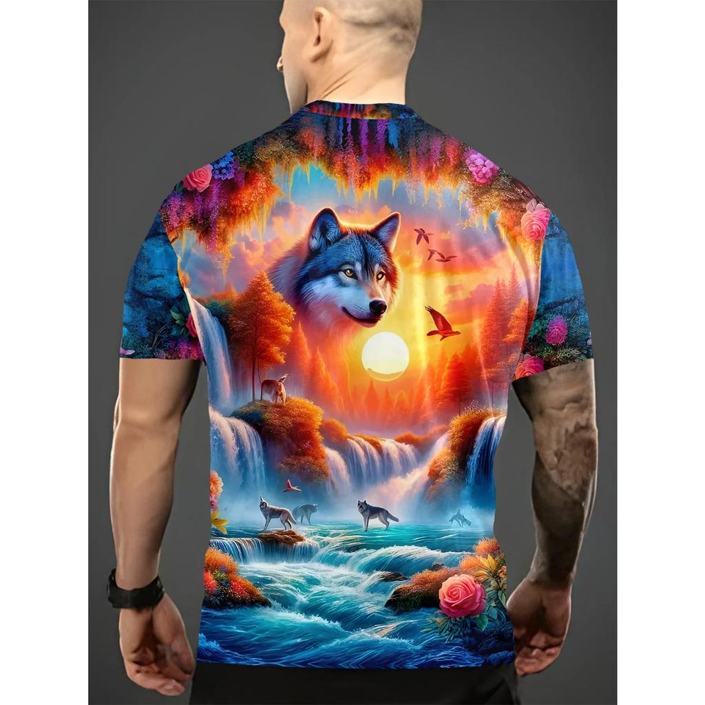 Модные забавные футболки с графикой животных, 3D-принт, оверсайз, с коротким рукавом, с круглым вырезом, повседневные мужские футболки