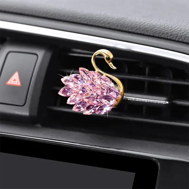 Роскошные автомобильные аксессуары Diamond Swan для девушек и пар, автомобильный освежитель воздуха Swan, диффузор духов, розовое бриллиантовое украшение для автомобиля, подарок