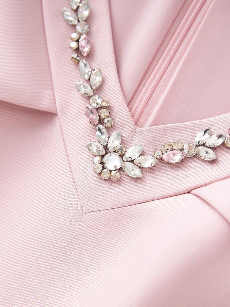 Элегантное французское летнее вечернее платье с V-образным вырезом, открывающее плечи - Дизайн «легкая роскошь», расшитый стразами, облегающий талию