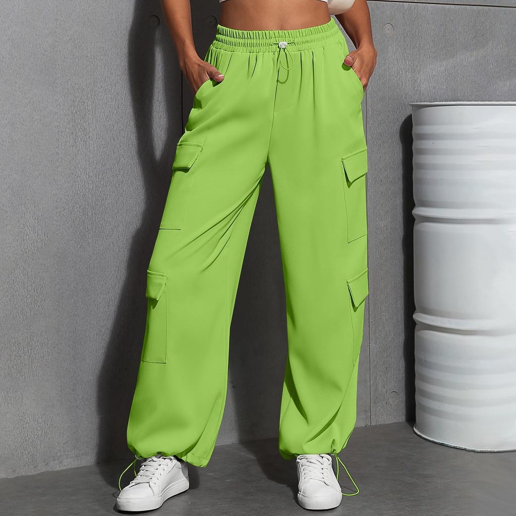 Women's Fashion Sport Solid Color Pocket Casual Sweatpants Pants