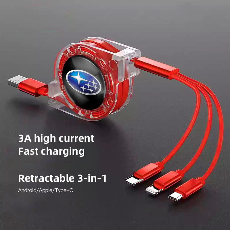 3 In 1 Micro USB Type C Charging Cable Multi Charger For Subaru STI Forester Impreza Legacy Outback XV BRZ WRX Tribeca AA9