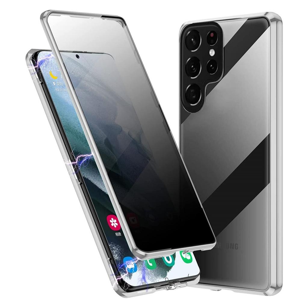 Подходит для Samsung S25ultra Магнитный чехол для мобильного телефона с защитой от подглядывания S24FE Полностью закрытый стеклянный магнитный металлический защитный чехол