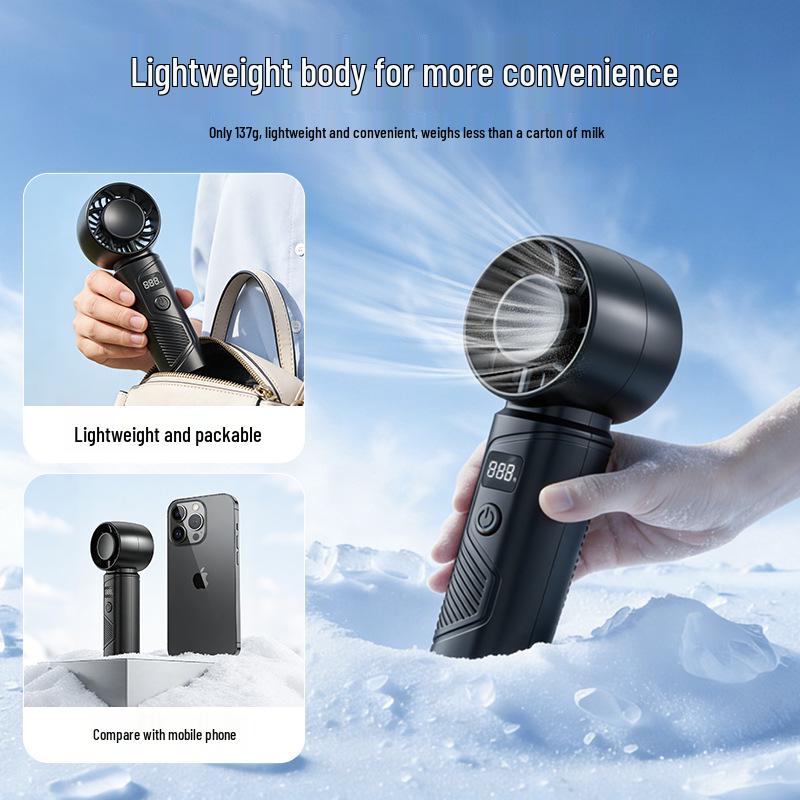 High-Speed 3-Speed USB Handheld Fan: Portable Digital Display Cooling for Office & Students