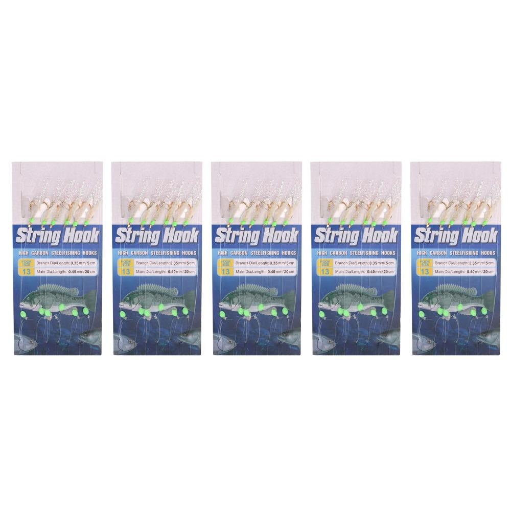 5 Sets Soft Fish Skin Fishing Bait Rigs with 6 Hooks Fishing Lure Rigs  Big Fish Fishing