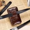 BULLCAPTAIN Genuine Leather Waist Pack Fanny Pack Belt Bag Phone Pouch Bags Travel Waist Pack Male Small Waist Bag Leather Pouch