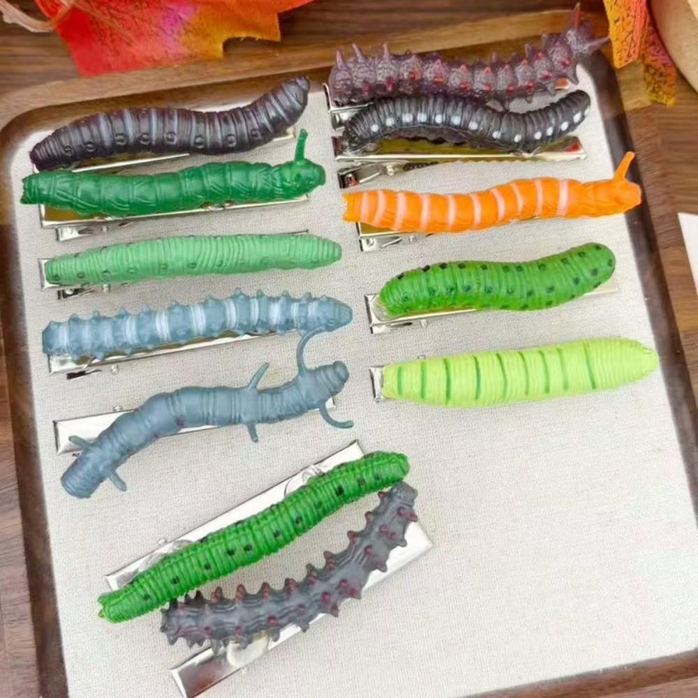 6/12Pcs Creative Caterpillars Hair Clips Prank Halloween Hair Claw Holiday Pranks