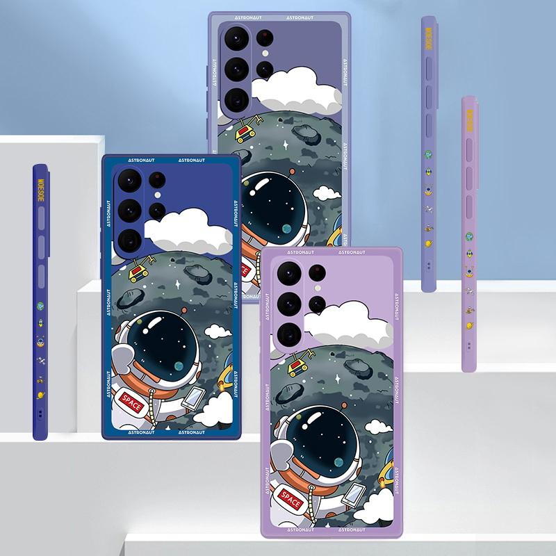 Чехол из жидкого силикона серии Astronaut для Samsung S25 S24 FE S23 Ultra S22 S21 Plus A56 A36 A16 A55 A15 A35 A54 A14 A32 5G с защитой от падения с высоты