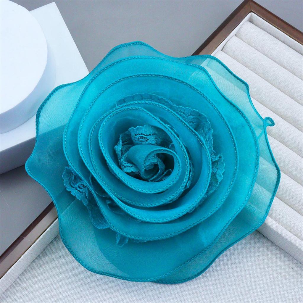 Элегантная сетчатая кружевная окантовка с большим цветком, брошь, модная тканевая булавка с цветком и кружевными краями, современный цветочный корсаж, булавка на лацкан