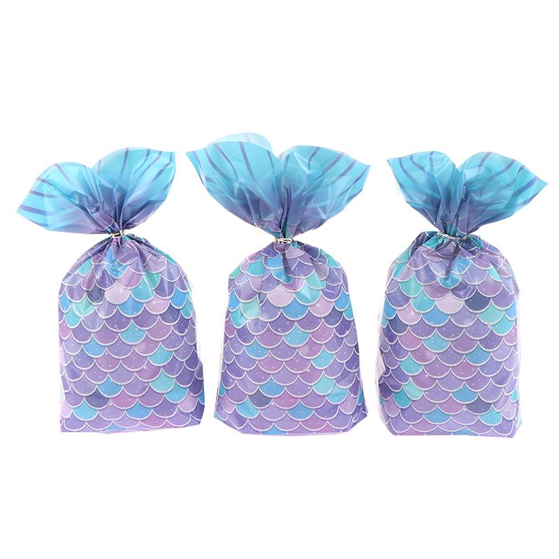25 шт. подарочных пакетов для вечеринки в стиле русалки, упаковочная сумка для конфет, печенья, сумка для угощений в виде хвоста русалки для приглашенной девочки, принадлежности для дня рождения, детского душа