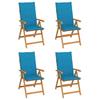 Day and Night - Day and Night Garden Chairs 4 Pcs Solid Teak Wood with Blue Cushions