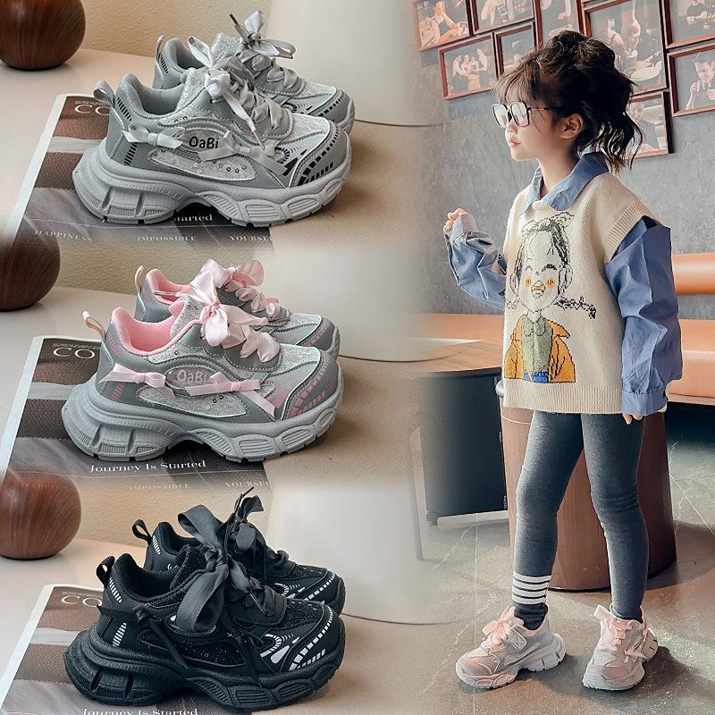 Children's sports shoes autumn and winter girls' shoes new women's treasure winter velvet shoes older children's dad shoes cotton shoes