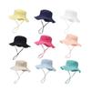 New Solid Color Kids' Bucket Hat with Windproof Rope: Breathable, Foldable, and Sun-Protective for Summer