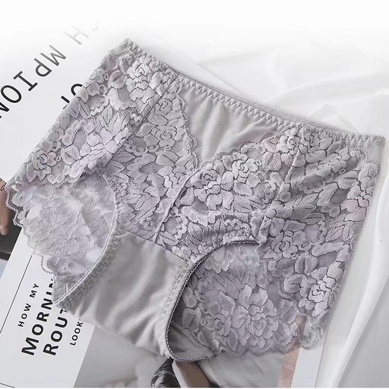Ladies Sexy Mesh Panties High-waist Seamless Lace Underwear Briefs Transparent Silk Women Cotton Health Knickers Lingerie