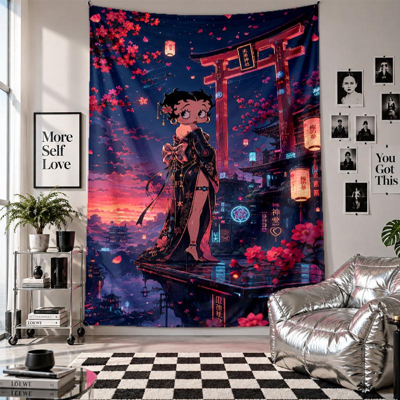 Wall TapestryBetty Boop Art Hanging Cloth Decorative Background Cover for Room Decoration