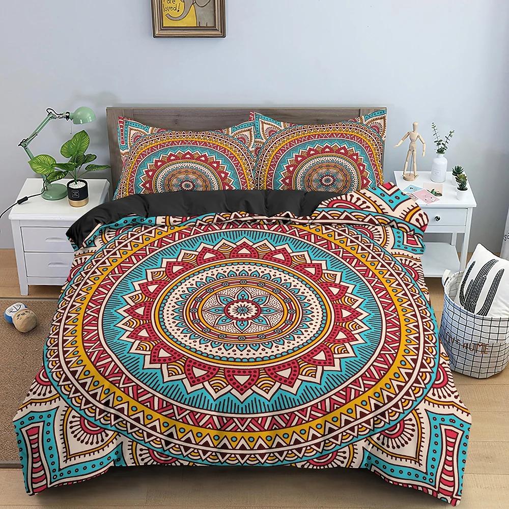 Комплект постельного белья Mandala, комплект постельного белья в стиле бохо, мягкий пододеяльник с 12 наволочками, пододеяльник для спальни, размеры King Queen