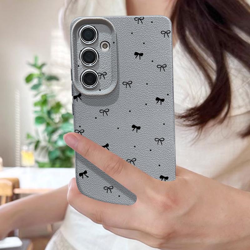 Чехол с принтом разноцветных бантиков для Samsung S26 S25 Ultra S24 S23 S22 S21 FE A15 A35 A55 A16 A36 A56 A17 A18 A37 A57 5G Мягкая обложка с текстурой кожи