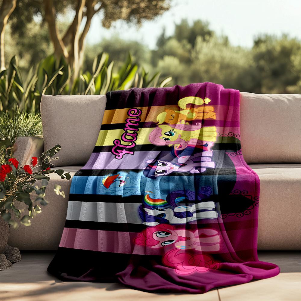 My Little Pony Characters In A Colorful Collage Customizable Outdoor Blanket Customize Your Name Comfortable Texture Versatile For Picnics Outdoor