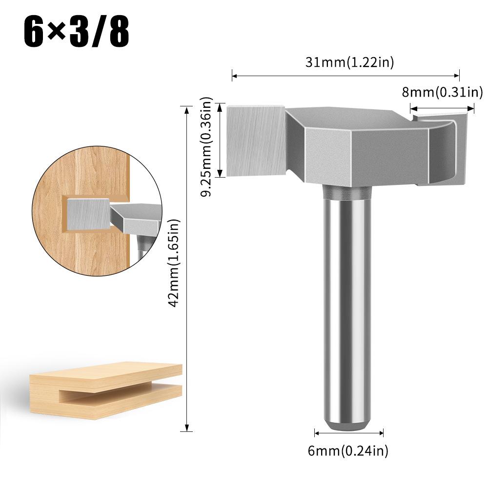 6 Handle 12 Handle T-Shaped Knife Slotted Knife Alloy Slotting Cutter Head Woodworking Milling Cutter Tungsten Steel Cutter Head Woodworking Knife