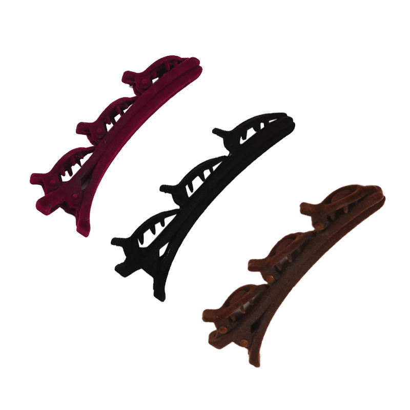 2PCS/3PCS/4PCS Women Elegant Flocking Braided Hair Clip Trendy Forehead Bangs Clip Side Clip Short Hair Duckbill Clip Headdress