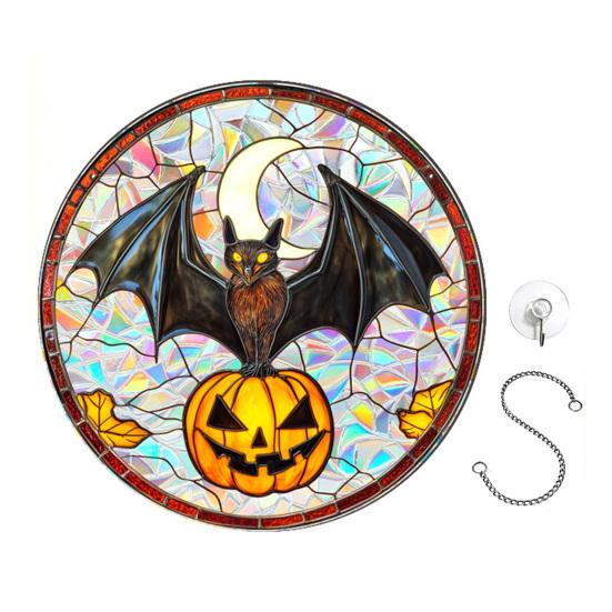Halloween Suncatcher Hanging Decoration Ghost Pumpkin Witch Black Cat Castle