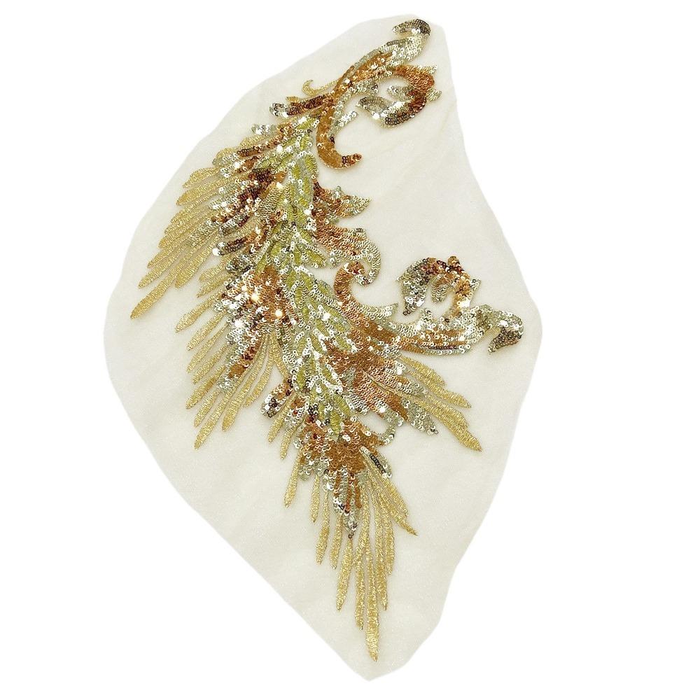 Пайетки в виде пера феникса, нашивки, аппликации для одежды своими руками, классические модные платья