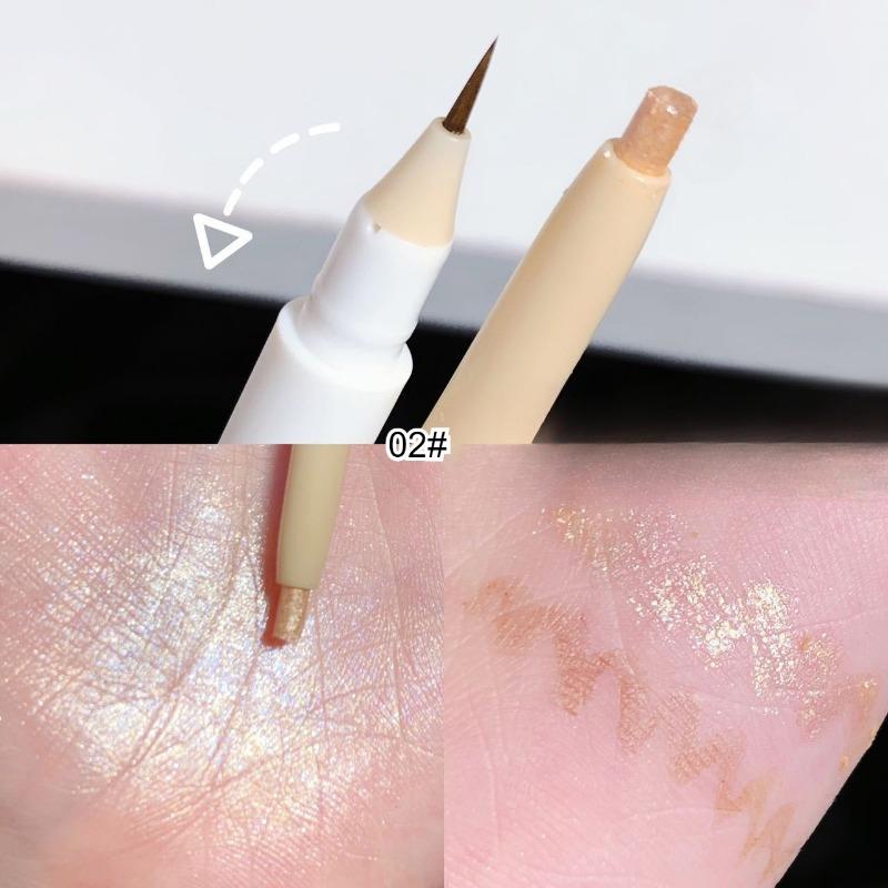 1Pc Double Heads Lying Silkworm Pen Matte Pearlescent Fine Flash Brightening Shadow Pens Outline Pen Under Eyelid To Pen Make Up