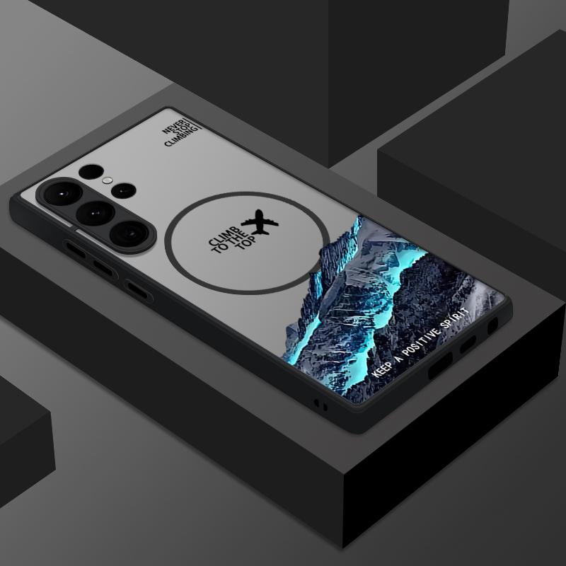 Mountain Peak Aircraft Print Case For Samsung Galaxy S25 S23 S24 Ultra S21 S20 S24 FE S22 Plus For Magsafe Magnetic Matte Cover