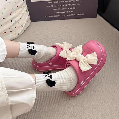 Популярный милый сладкий сказочный ветер бант маффин дно девушка 2025 летняя одежда нескользящая сумка голова крутые тапочки прилив