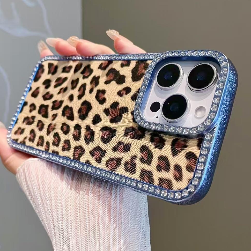 Роскошный чехол с леопардовым принтом для iPhone 16 Pro, покрытие Bling Diamonds, чехол Funda для iPhone 16 Pro Max 16Plus 15 14 13 12 11 Shell