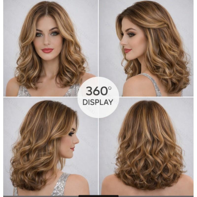 Womens Short Curly Heat Resistant High Temperature Fiber Wig Full Head Cover Daily Use