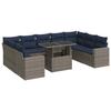 VidaXL Garden Lounge Set with Cushions 10 Pcs Grey Braided Resin Acacia, Outdoor Sofa Set, Garden Furniture, 3326382