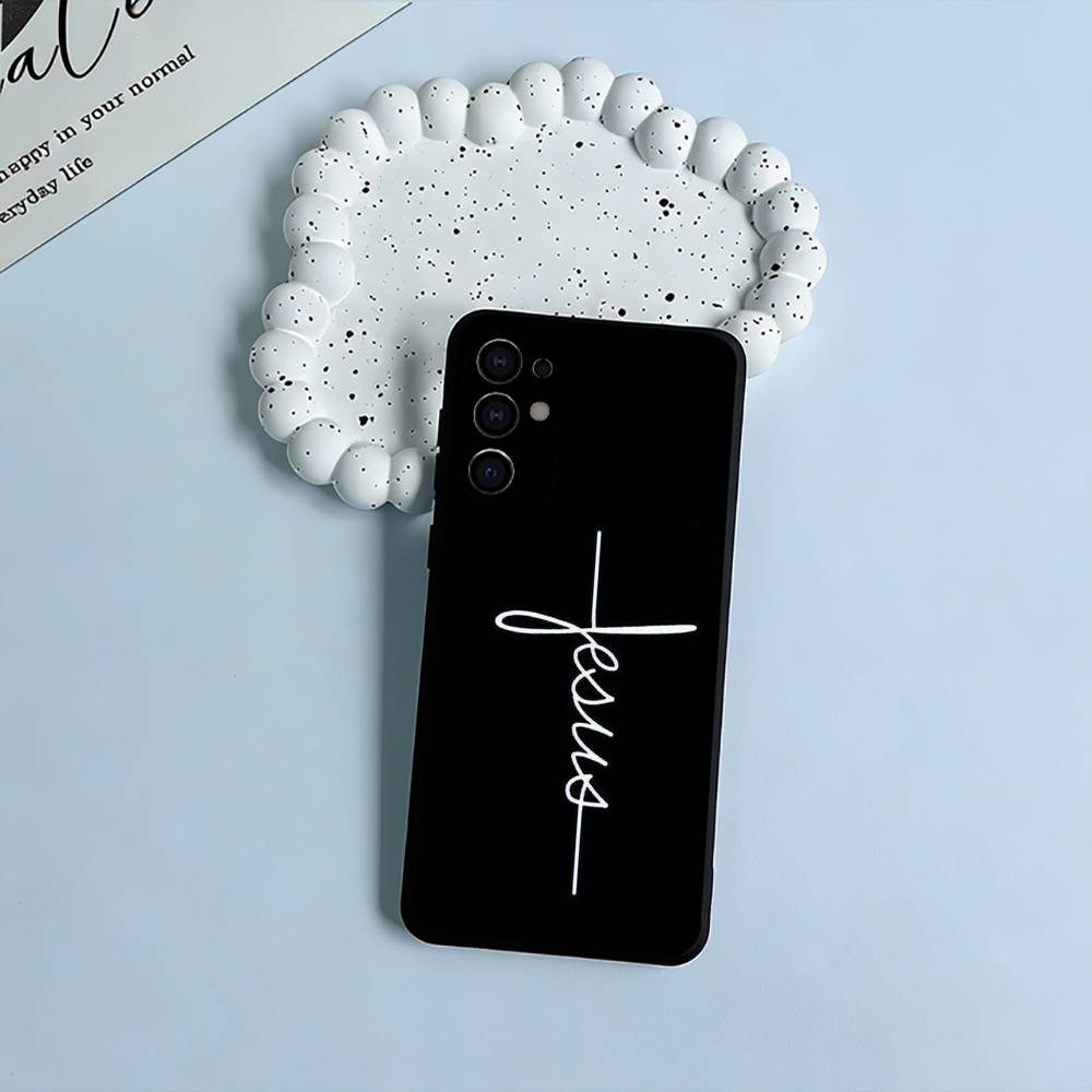 G-God Jesus Cross Soft Silicone Case for Samsung S25, S24, S21, S22, S23, S30, Ultra, S20, Plus, FE, Lite-Black